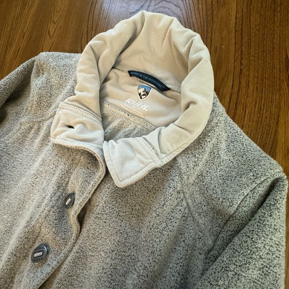 Kuhl Savina Grey Alfpaca Fleece‎ Button Front Long Coat Women's Size M